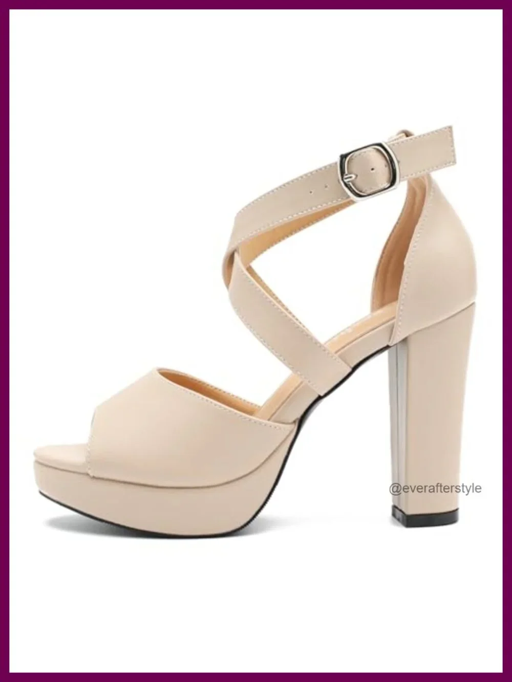 Chunky Block Heel Platform Sandals, Crisscross Ankle Strap, Open Toe, 3.94 Inch
